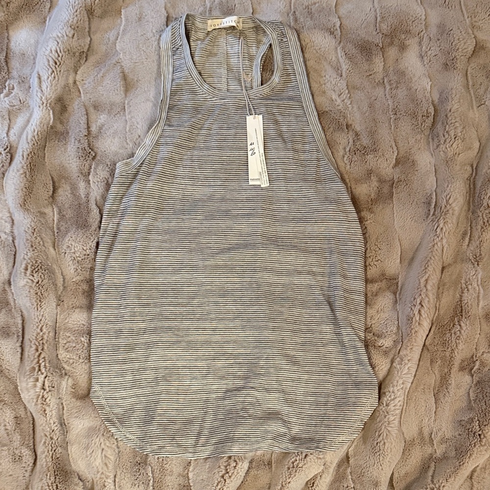 Lovestitch Gray Striped Tank Top
